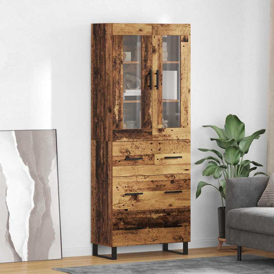 Hoge kast met lade 2 pcs Oud Hout Bewerkt hout is nu te koop bij PeponiXL, paradijselijk wonen!
