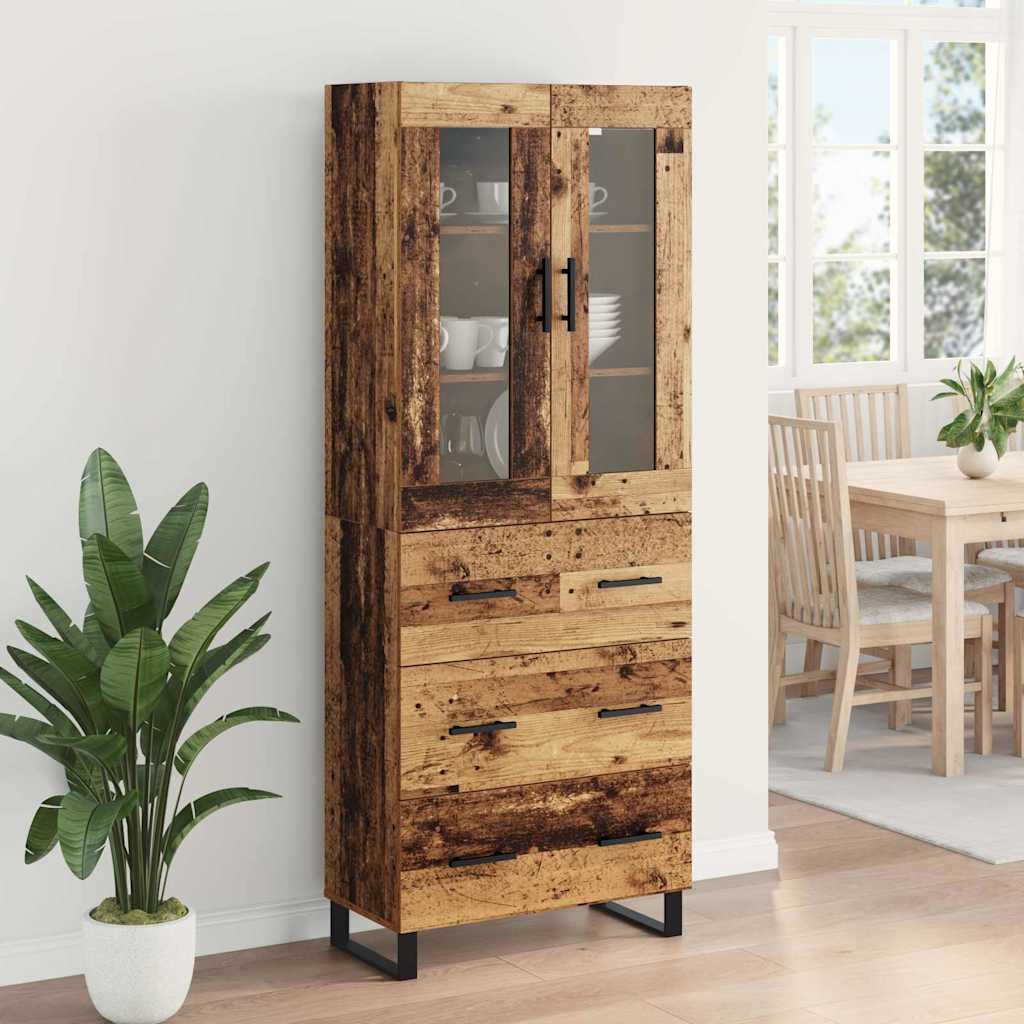 Hoge kast met lade 2 pcs Oud Hout Bewerkt hout is nu te koop bij PeponiXL, paradijselijk wonen!