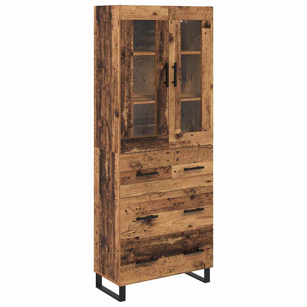 Hoge kast met lade 2 pcs Oud Hout Bewerkt hout is nu te koop bij PeponiXL, paradijselijk wonen!