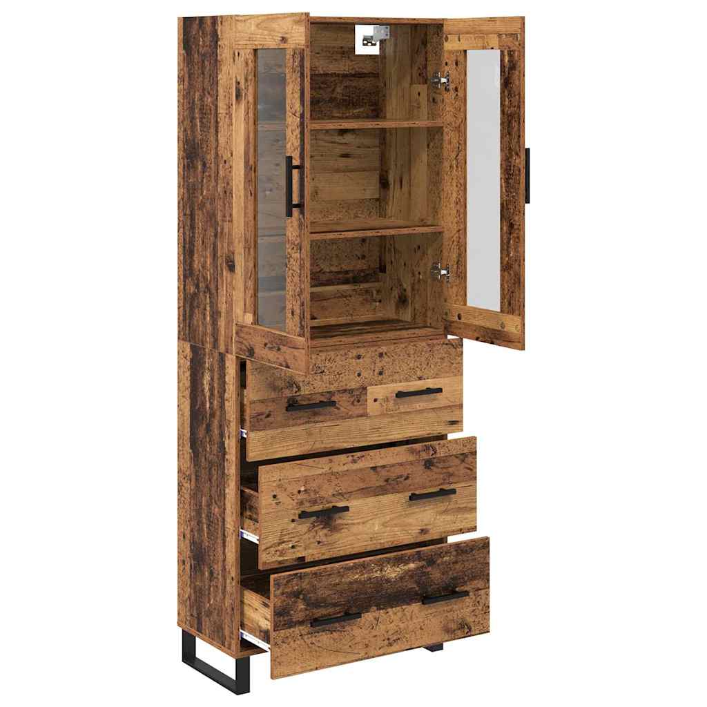 Hoge kast met lade 2 pcs Oud Hout Bewerkt hout is nu te koop bij PeponiXL, paradijselijk wonen!
