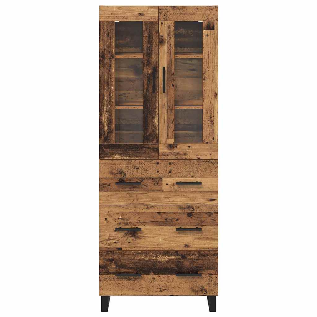 Hoge kast met lade 2 pcs Oud Hout Bewerkt hout is nu te koop bij PeponiXL, paradijselijk wonen!