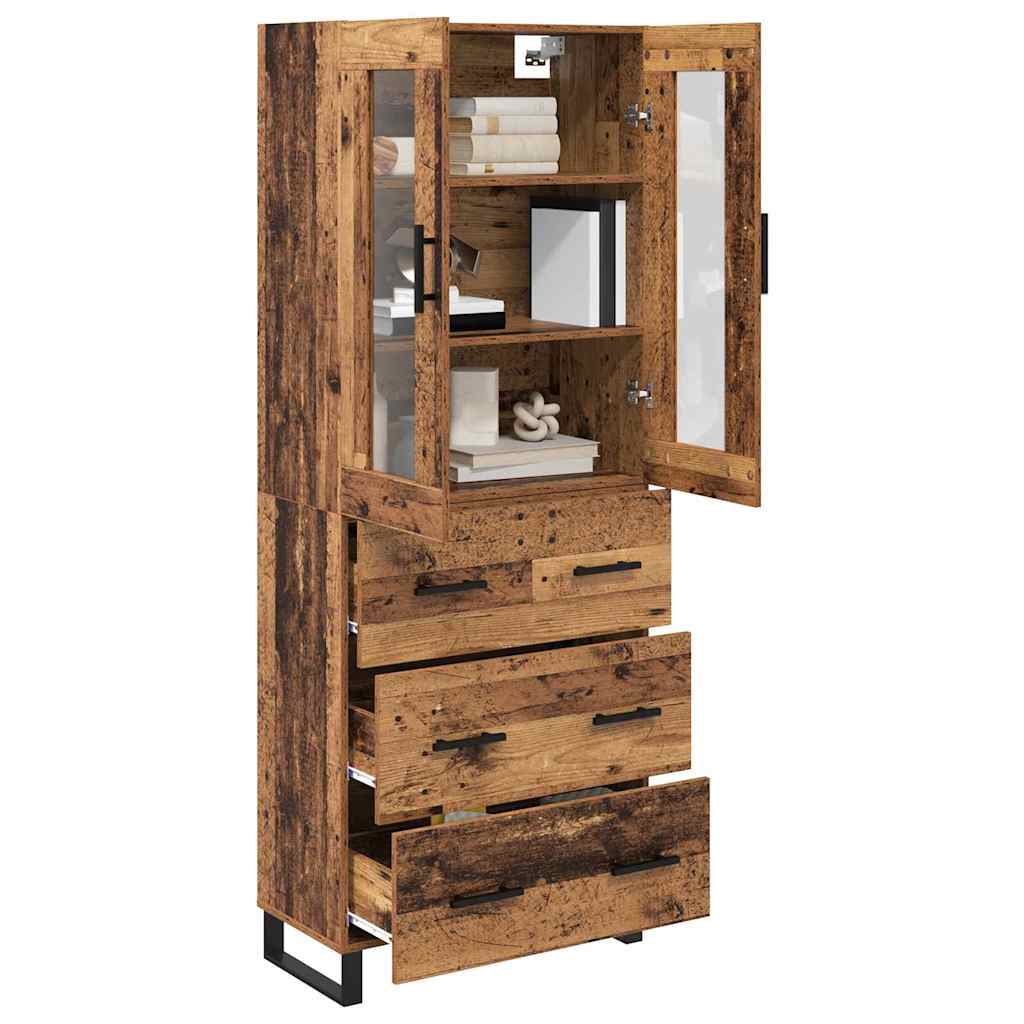 Hoge kast met lade 2 pcs Oud Hout Bewerkt hout is nu te koop bij PeponiXL, paradijselijk wonen!