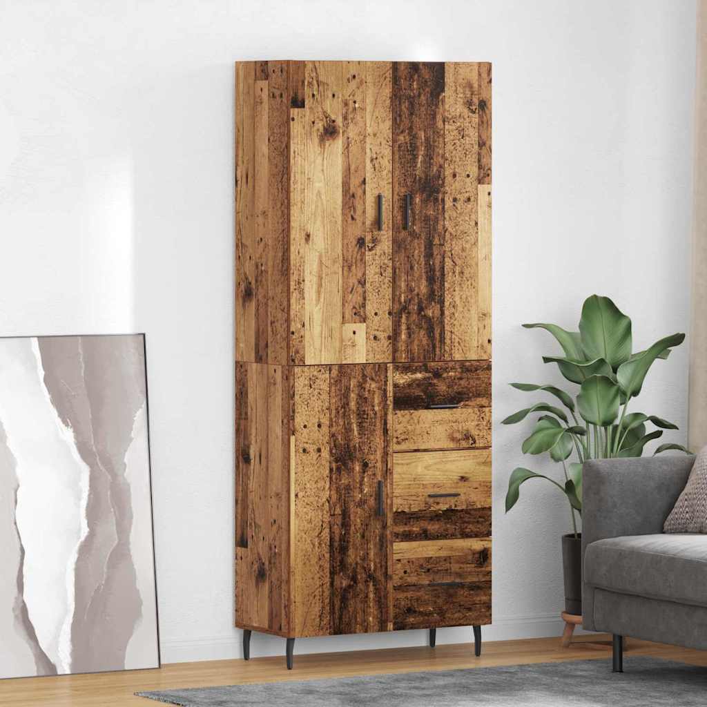 Hoge kast met lade 2 pcs Oud Hout Geengineerd Hout en Glas is nu te koop bij PeponiXL, paradijselijk wonen!