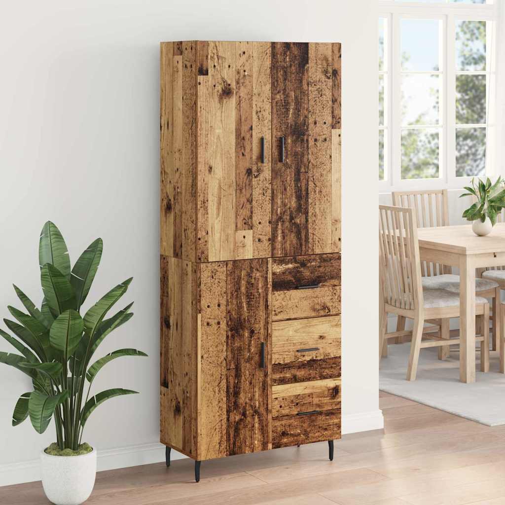 Hoge kast met lade 2 pcs Oud Hout Geengineerd Hout en Glas is nu te koop bij PeponiXL, paradijselijk wonen!