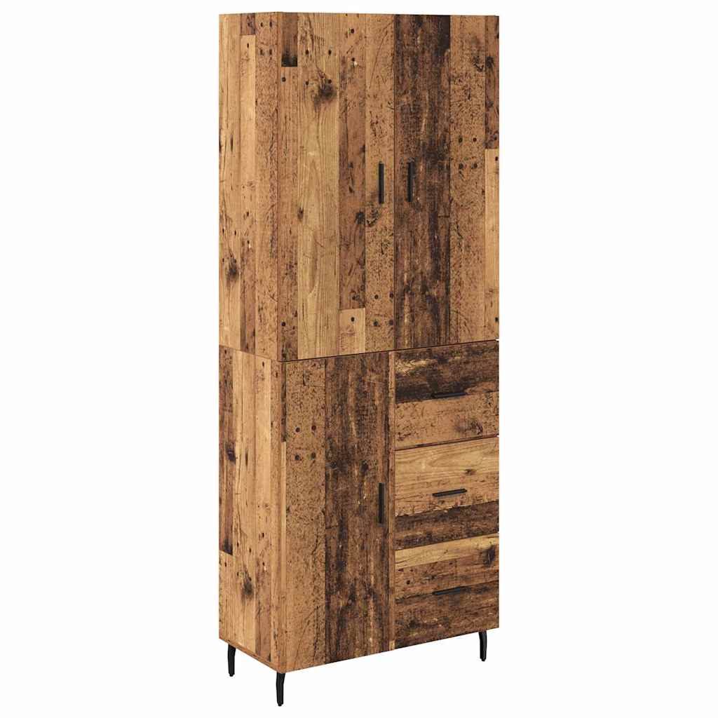 Hoge kast met lade 2 pcs Oud Hout Geengineerd Hout en Glas is nu te koop bij PeponiXL, paradijselijk wonen!