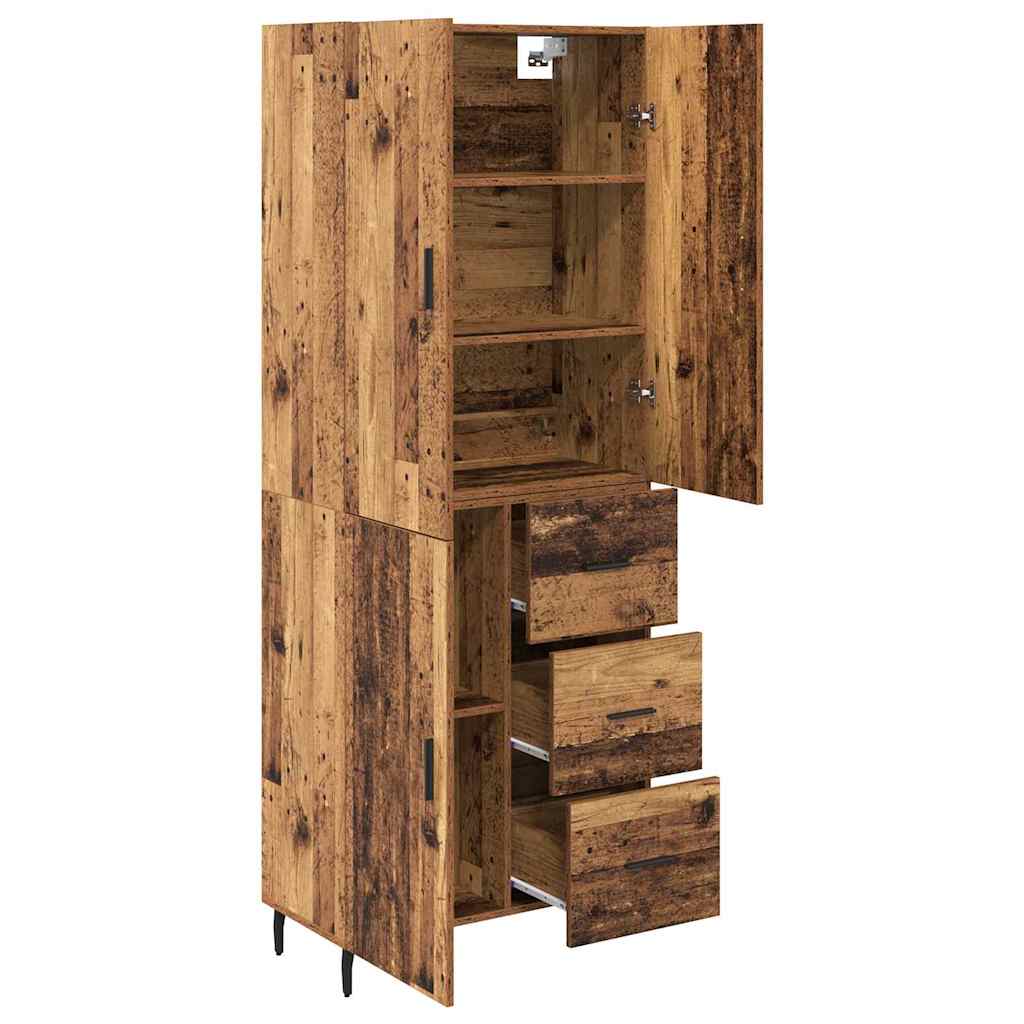 Hoge kast met lade 2 pcs Oud Hout Geengineerd Hout en Glas is nu te koop bij PeponiXL, paradijselijk wonen!
