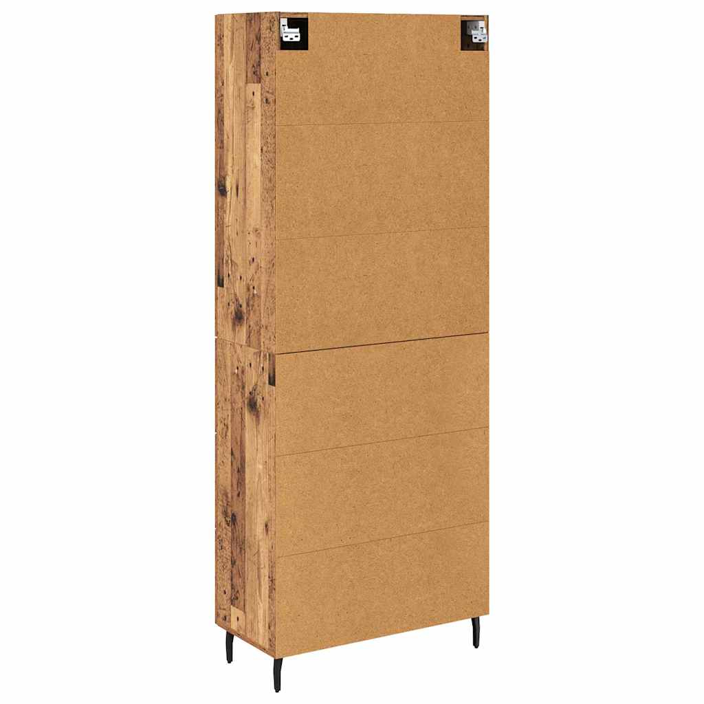 Hoge kast met lade 2 pcs Oud Hout Geengineerd Hout en Glas is nu te koop bij PeponiXL, paradijselijk wonen!