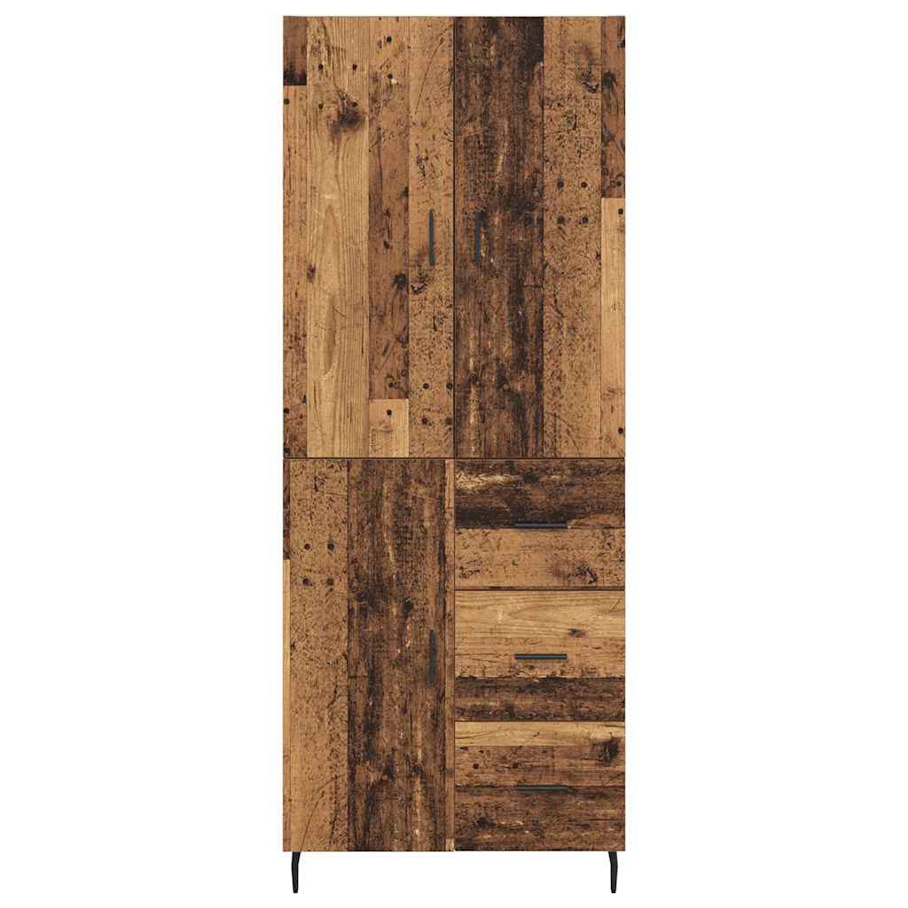 Hoge kast met lade 2 pcs Oud Hout Geengineerd Hout en Glas is nu te koop bij PeponiXL, paradijselijk wonen!
