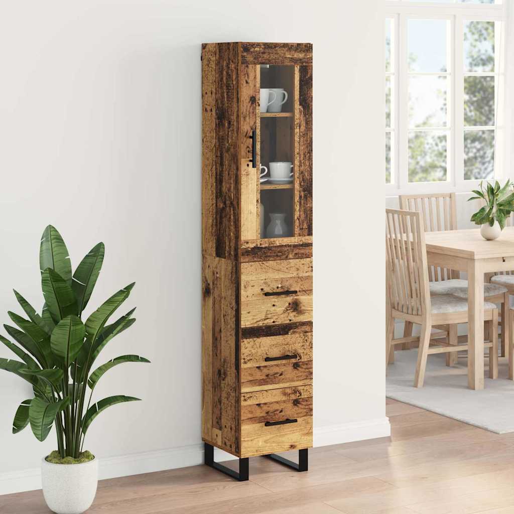 Highboard met lade Oud Hout 34,5 x 34 x 180 cm Bewerkt hout is nu te koop bij PeponiXL, paradijselijk wonen!