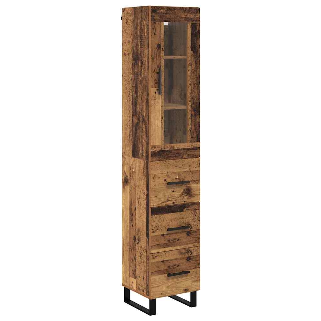 Highboard met lade Oud Hout 34,5 x 34 x 180 cm Bewerkt hout is nu te koop bij PeponiXL, paradijselijk wonen!