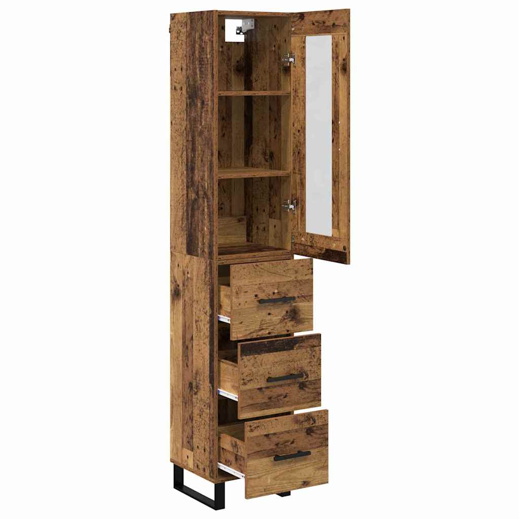 Highboard met lade Oud Hout 34,5 x 34 x 180 cm Bewerkt hout is nu te koop bij PeponiXL, paradijselijk wonen!