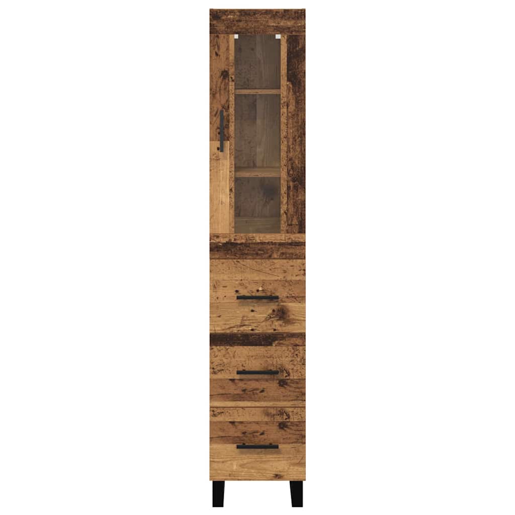 Highboard met lade Oud Hout 34,5 x 34 x 180 cm Bewerkt hout is nu te koop bij PeponiXL, paradijselijk wonen!