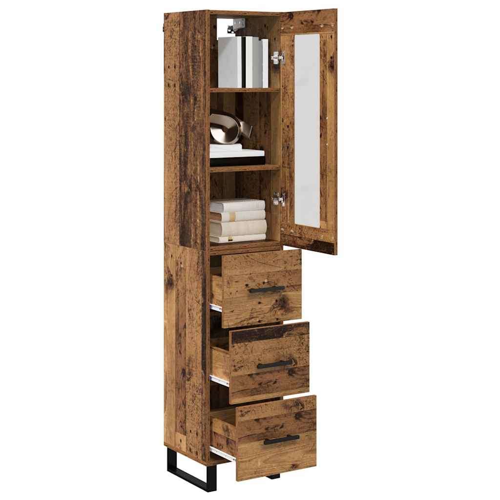 Highboard met lade Oud Hout 34,5 x 34 x 180 cm Bewerkt hout is nu te koop bij PeponiXL, paradijselijk wonen!