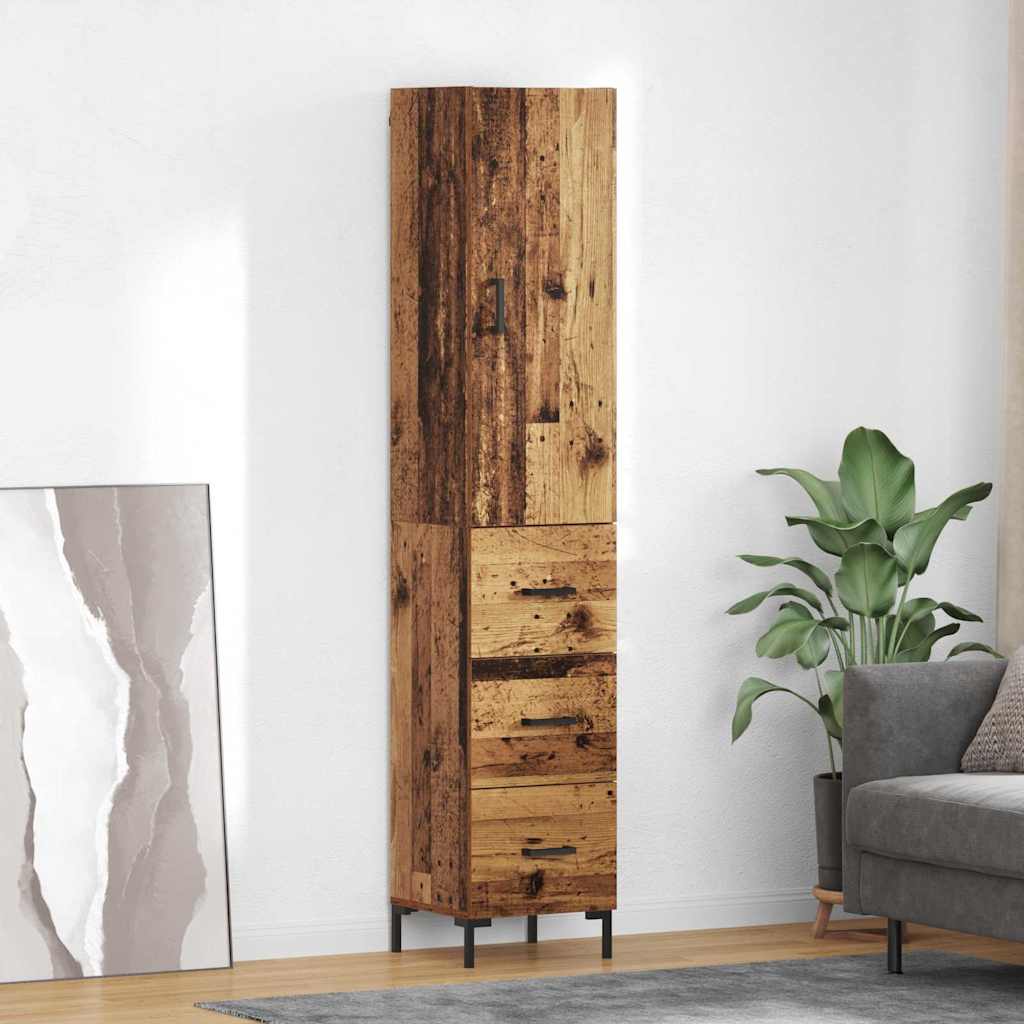 Hoge kast met lade Oud Hout 69,5 x 34 x 180 cm Bewerkt hout is nu te koop bij PeponiXL, paradijselijk wonen!