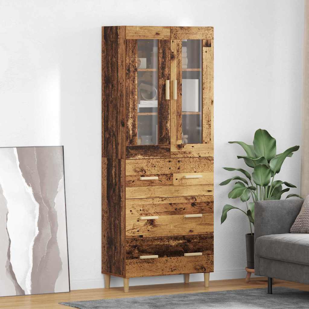 Hoge kast Oud Hout 69,5 x 34 x 180 cm Geengineerd Hout en Glas is nu te koop bij PeponiXL, paradijselijk wonen!
