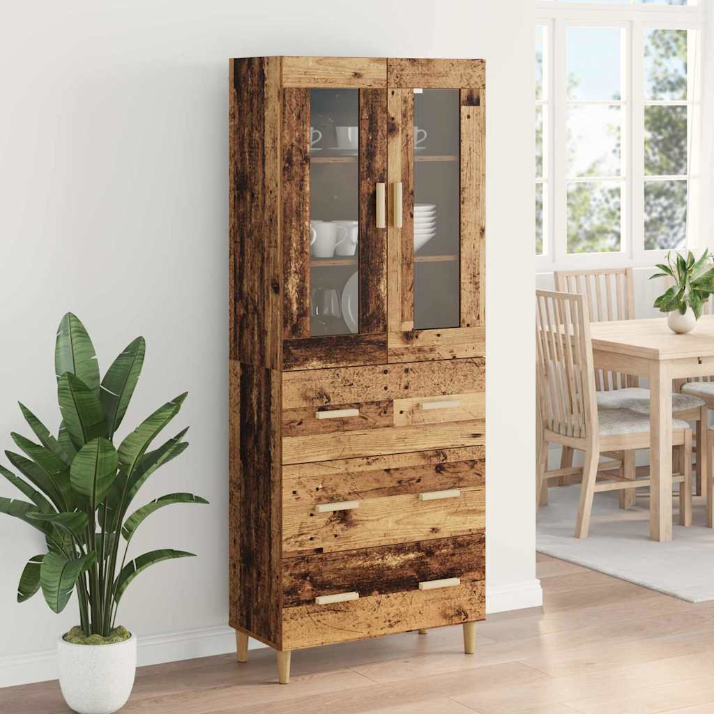 Hoge kast Oud Hout 69,5 x 34 x 180 cm Geengineerd Hout en Glas is nu te koop bij PeponiXL, paradijselijk wonen!