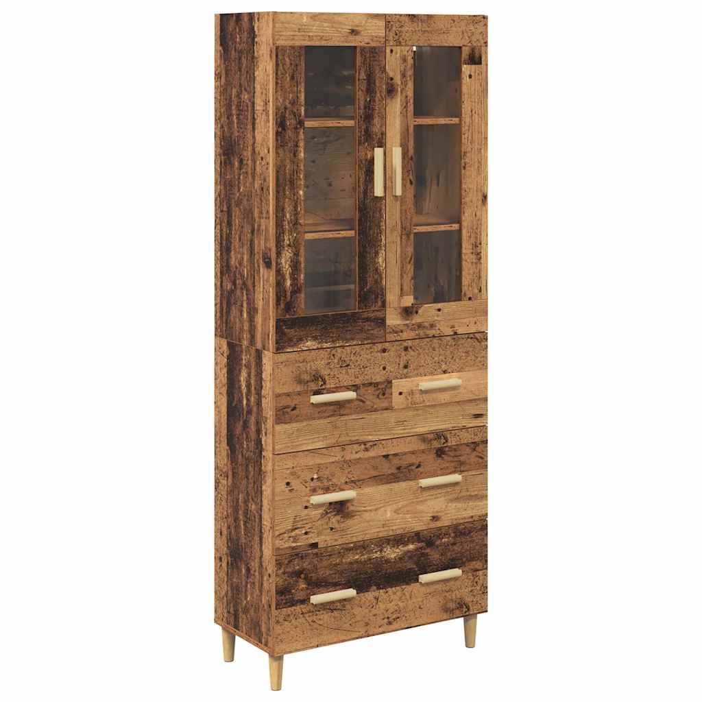 Hoge kast Oud Hout 69,5 x 34 x 180 cm Geengineerd Hout en Glas is nu te koop bij PeponiXL, paradijselijk wonen!