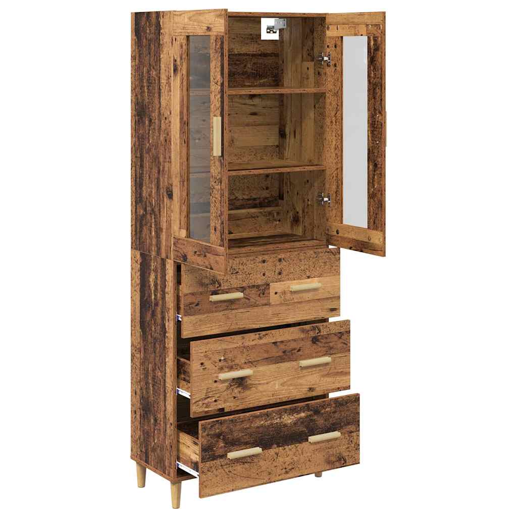 Hoge kast Oud Hout 69,5 x 34 x 180 cm Geengineerd Hout en Glas is nu te koop bij PeponiXL, paradijselijk wonen!