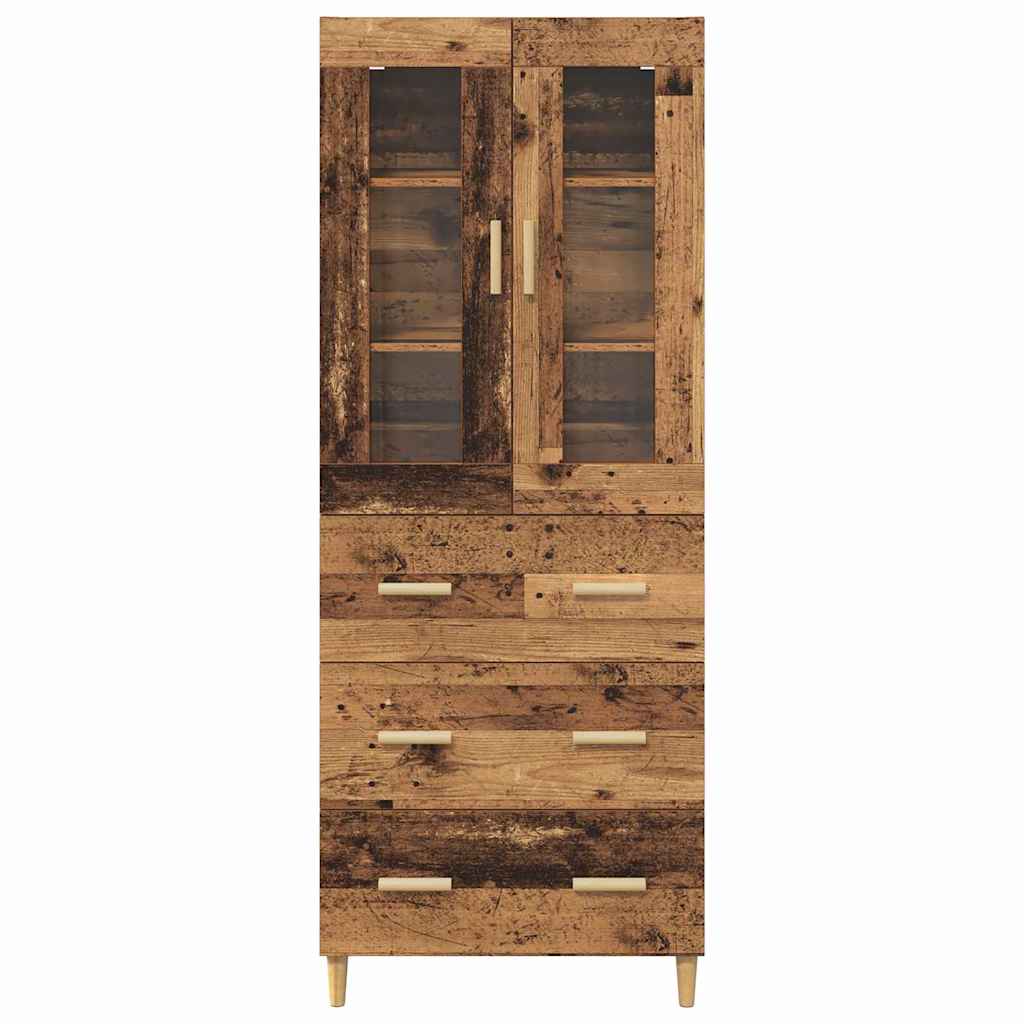 Hoge kast Oud Hout 69,5 x 34 x 180 cm Geengineerd Hout en Glas is nu te koop bij PeponiXL, paradijselijk wonen!