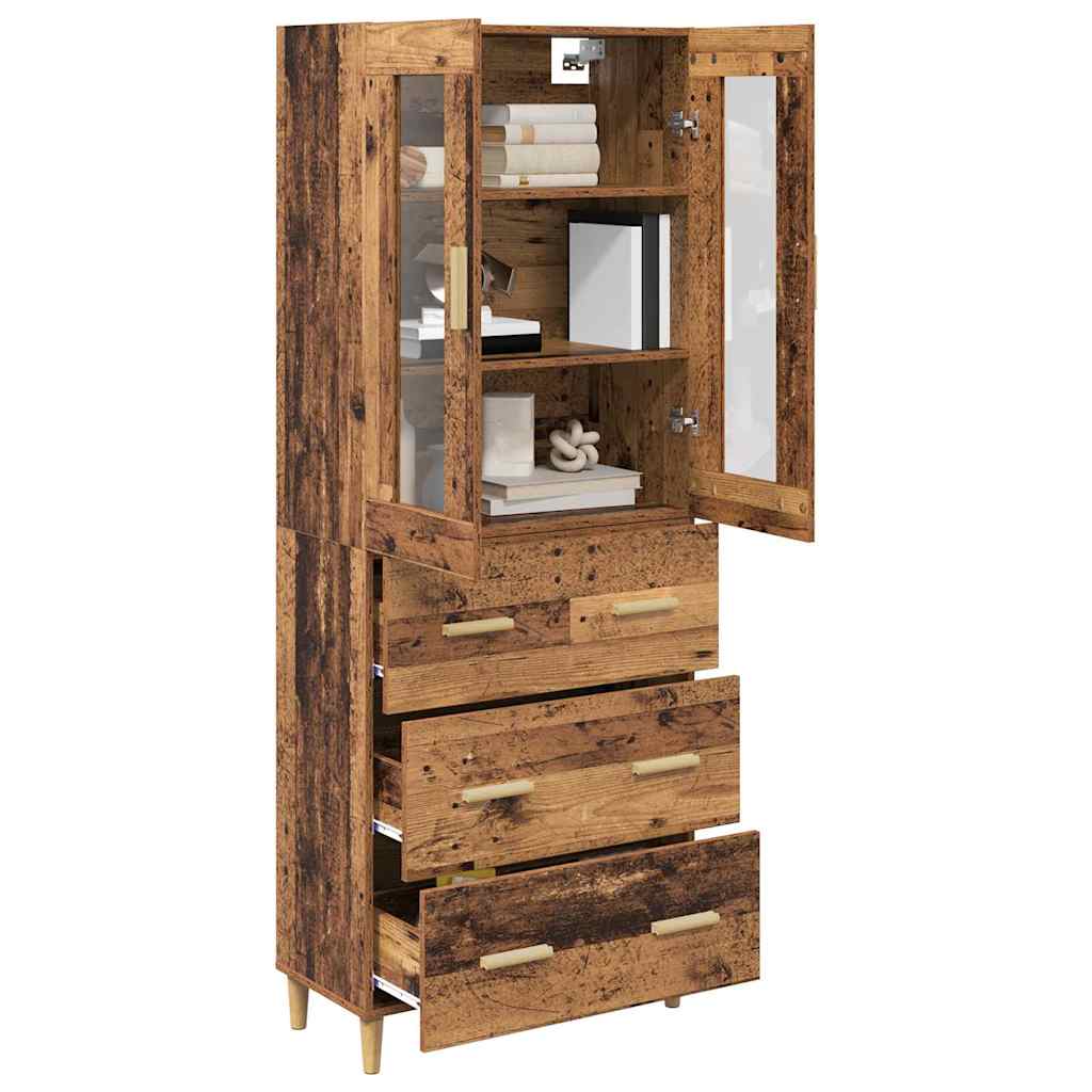 Hoge kast Oud Hout 69,5 x 34 x 180 cm Geengineerd Hout en Glas is nu te koop bij PeponiXL, paradijselijk wonen!