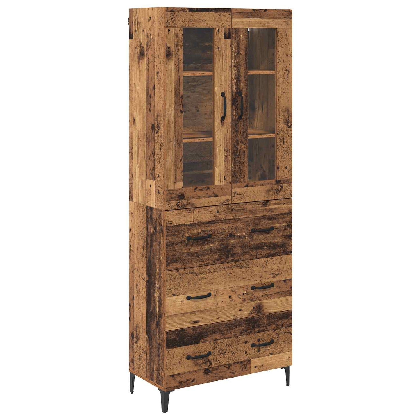Highboard met lade Oud Hout 69,5 x 34 x 180 cm Bewerkt hout is nu te koop bij PeponiXL, paradijselijk wonen!