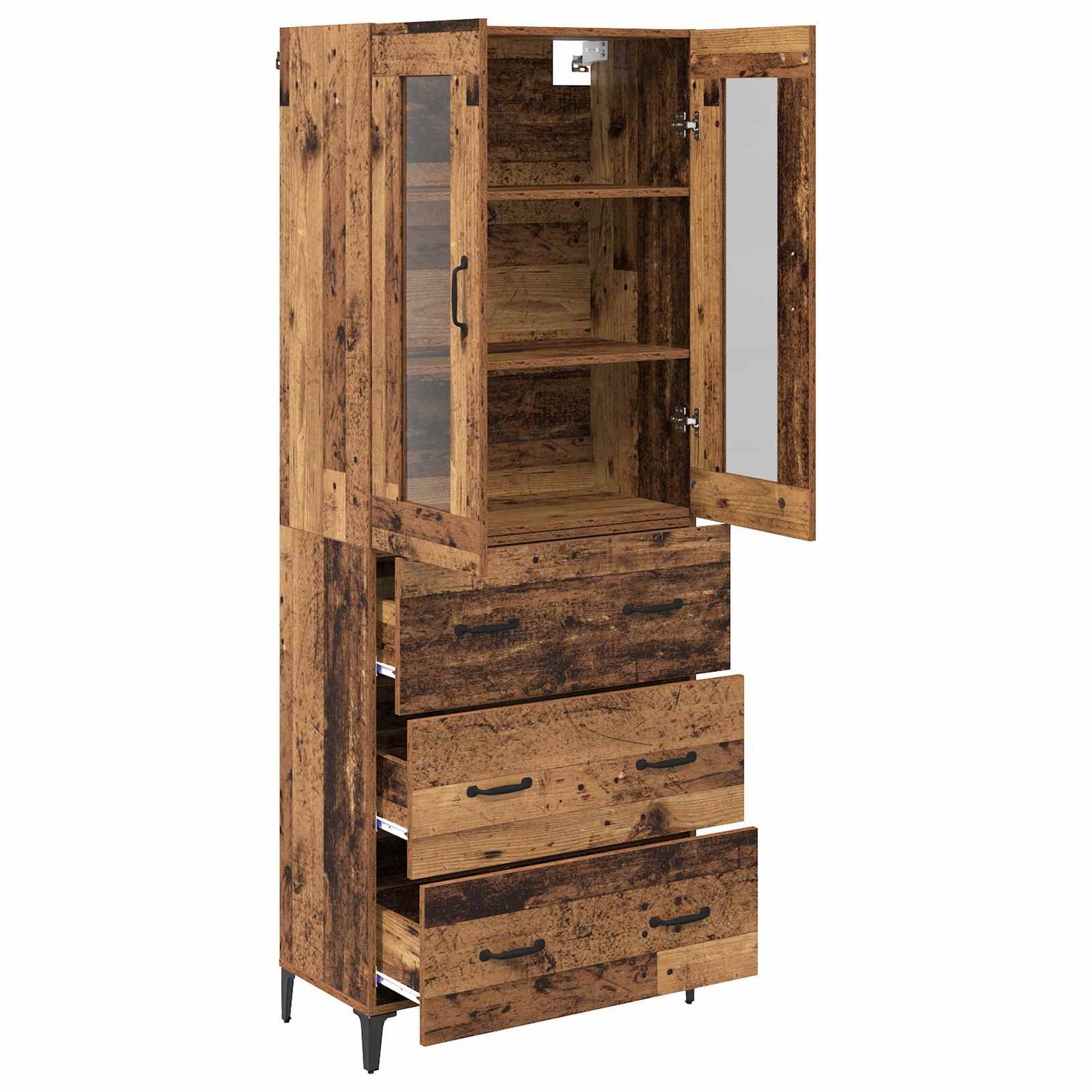 Highboard met lade Oud Hout 69,5 x 34 x 180 cm Bewerkt hout is nu te koop bij PeponiXL, paradijselijk wonen!