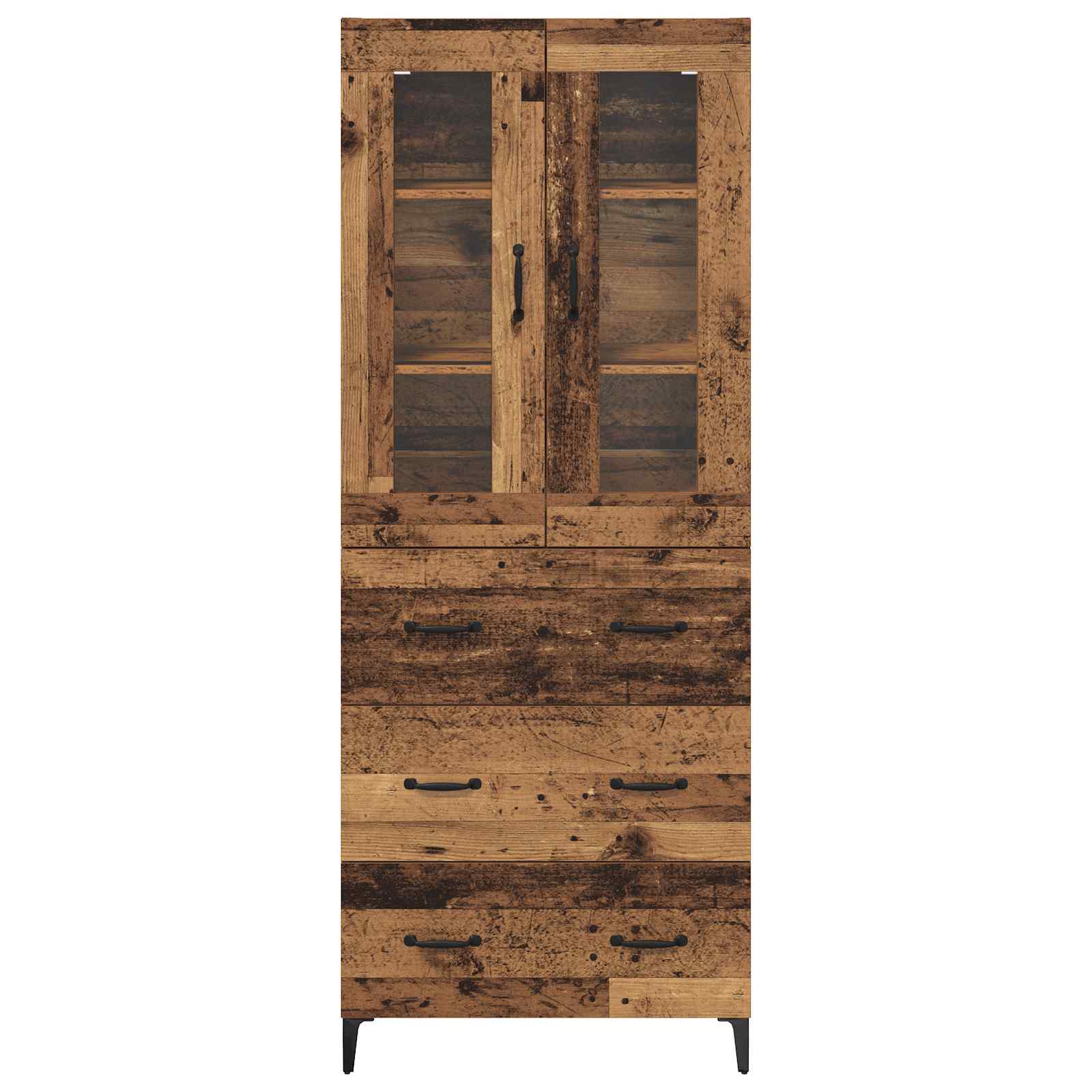 Highboard met lade Oud Hout 69,5 x 34 x 180 cm Bewerkt hout is nu te koop bij PeponiXL, paradijselijk wonen!