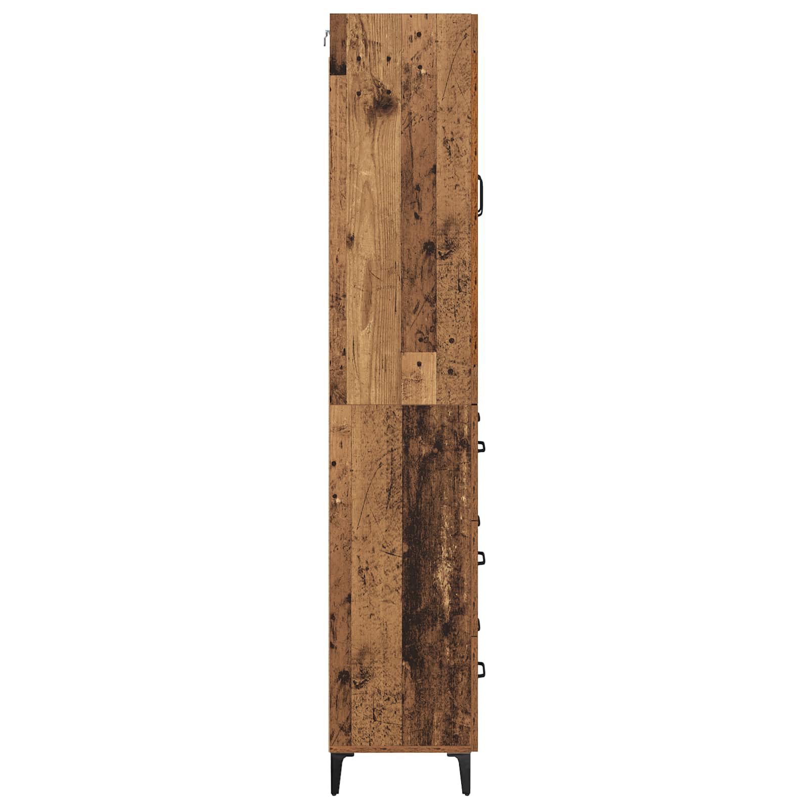Highboard met lade Oud Hout 69,5 x 34 x 180 cm Bewerkt hout is nu te koop bij PeponiXL, paradijselijk wonen!