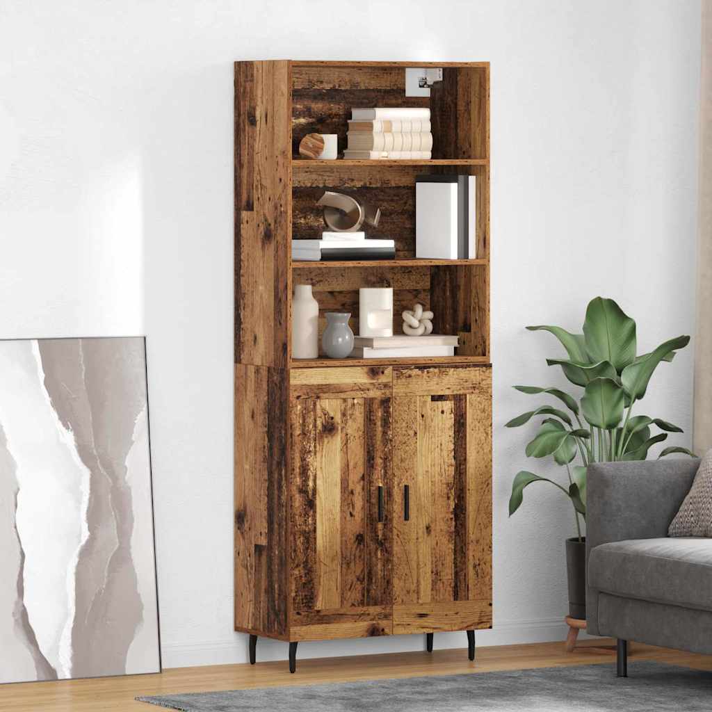 Hoge kast Oud Hout 69,5 x 34 x 180 cm Geengineerd Hout en Glas is nu te koop bij PeponiXL, paradijselijk wonen!