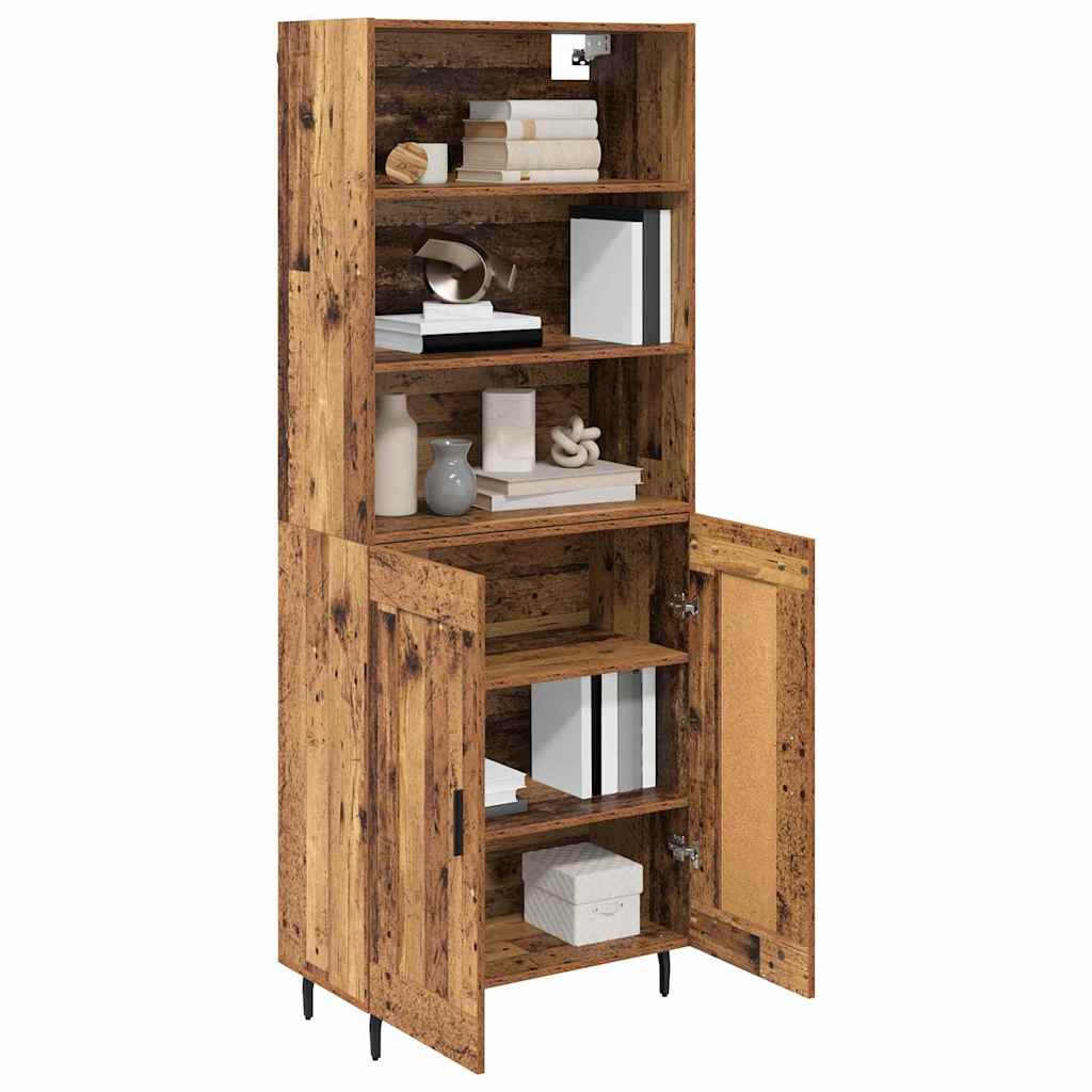 Hoge kast Oud Hout 69,5 x 34 x 180 cm Geengineerd Hout en Glas is nu te koop bij PeponiXL, paradijselijk wonen!