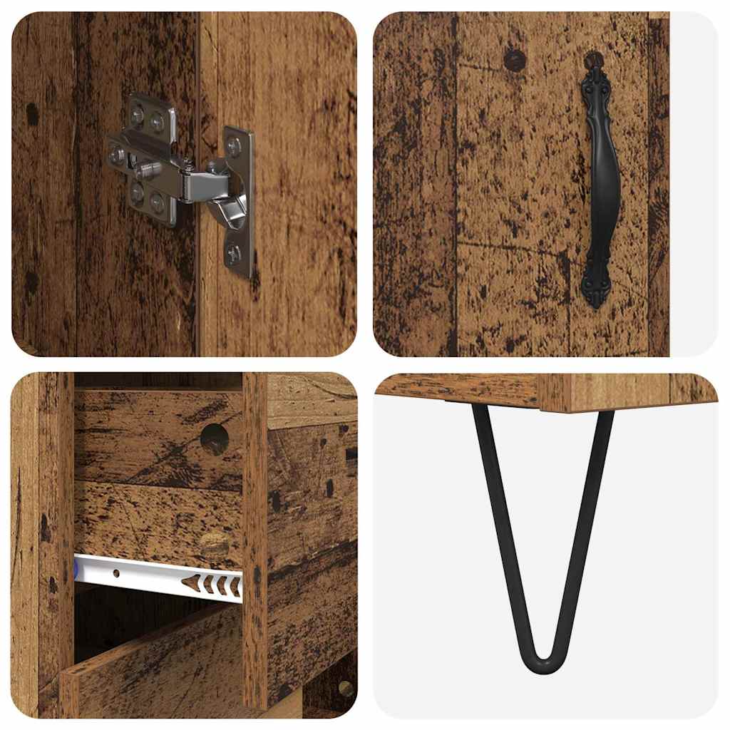 Hoge kast met lade 2 pcs Oudhout Bewerkt hout is nu te koop bij PeponiXL, paradijselijk wonen!