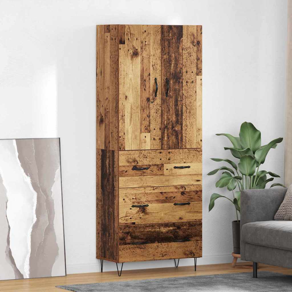 Hoge kast met lade 2 pcs Oudhout Bewerkt hout is nu te koop bij PeponiXL, paradijselijk wonen!