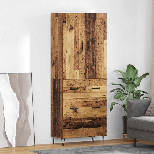 Hoge kast met lade 2 pcs Oudhout Bewerkt hout is nu te koop bij PeponiXL, paradijselijk wonen!