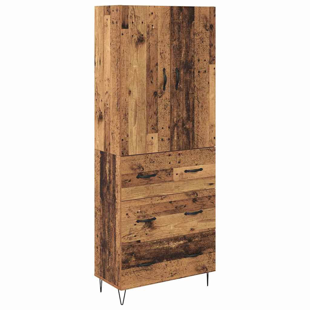 Hoge kast met lade 2 pcs Oudhout Bewerkt hout is nu te koop bij PeponiXL, paradijselijk wonen!