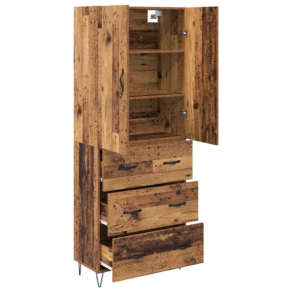 Hoge kast met lade 2 pcs Oudhout Bewerkt hout is nu te koop bij PeponiXL, paradijselijk wonen!