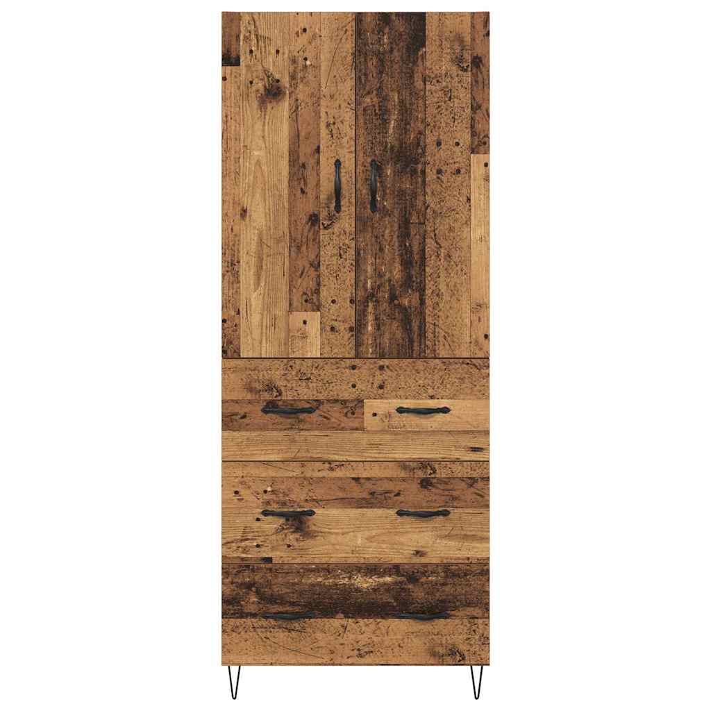 Hoge kast met lade 2 pcs Oudhout Bewerkt hout is nu te koop bij PeponiXL, paradijselijk wonen!