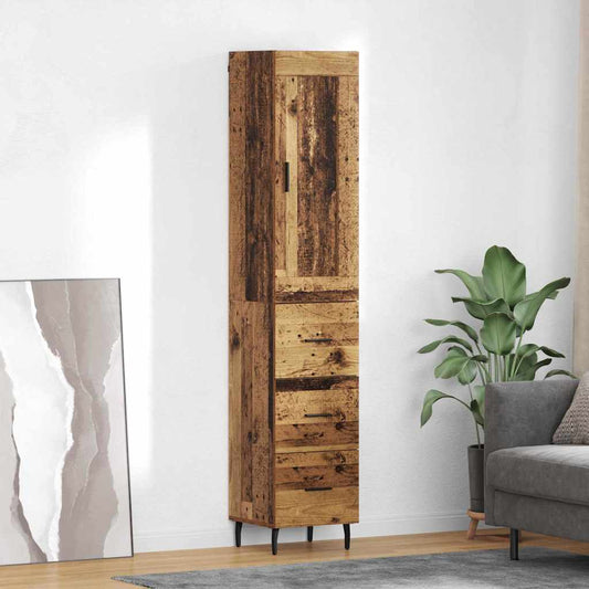 Highboard met lade Oud Hout 34,5 x 34 x 180 cm Bewerkt hout is nu te koop bij PeponiXL, paradijselijk wonen!