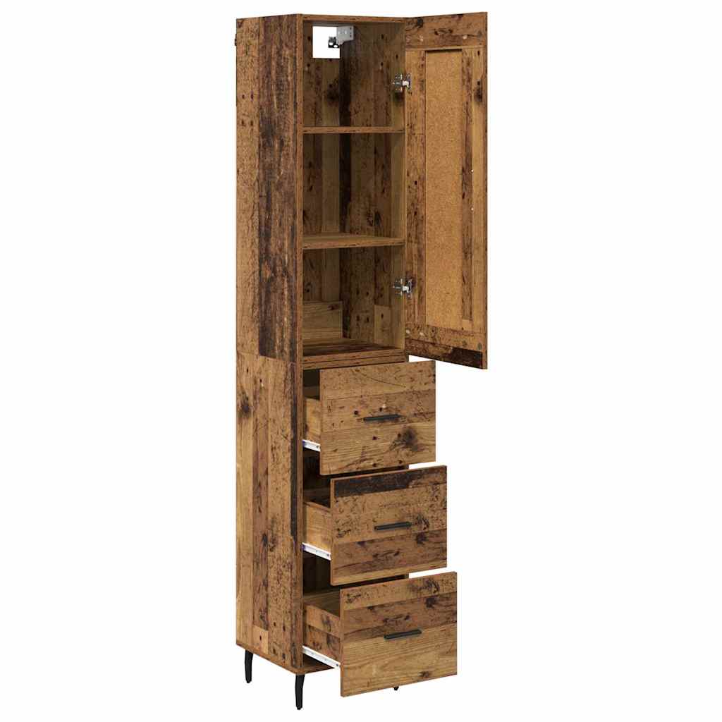 Highboard met lade Oud Hout 34,5 x 34 x 180 cm Bewerkt hout is nu te koop bij PeponiXL, paradijselijk wonen!