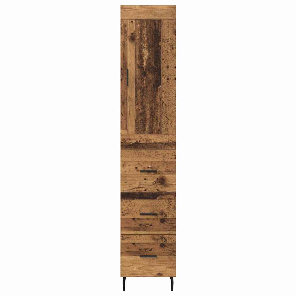 Highboard met lade Oud Hout 34,5 x 34 x 180 cm Bewerkt hout is nu te koop bij PeponiXL, paradijselijk wonen!