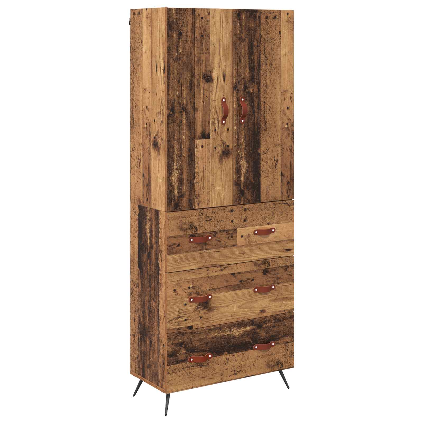 Highboard met lade Oud Hout 69,5 x 34 x 180 cm Bewerkt hout is nu te koop bij PeponiXL, paradijselijk wonen!