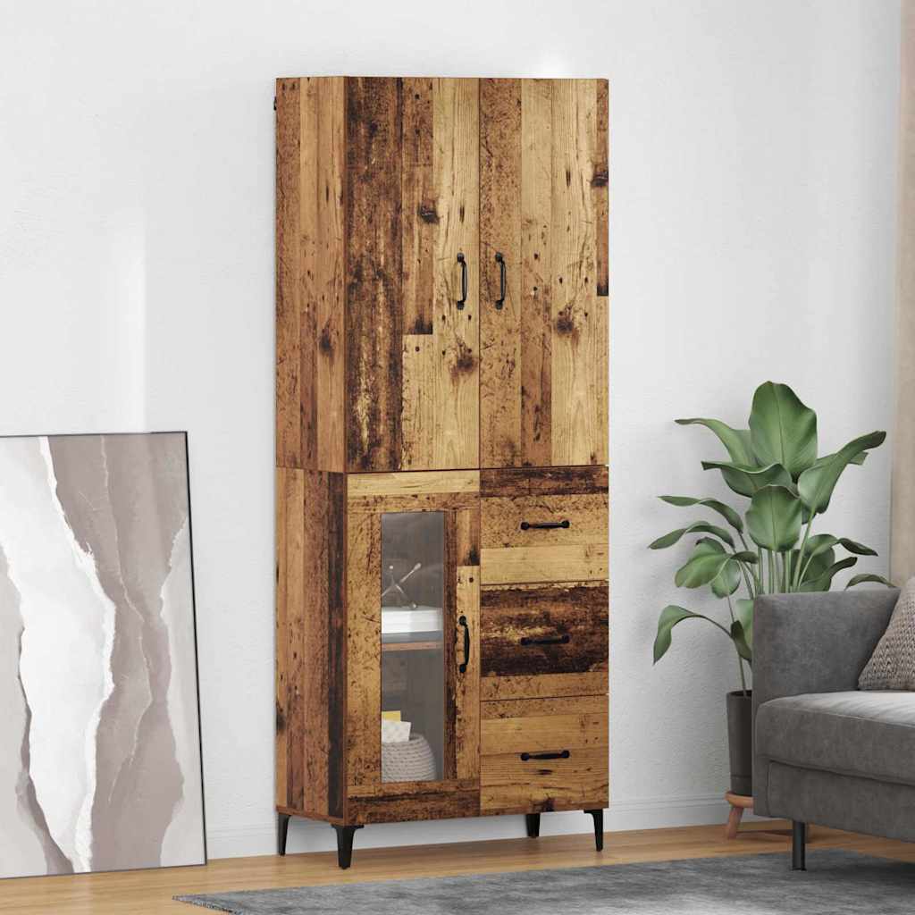 Highboard met lade Oud Hout 69,5 x 34 x 180 cm Bewerkt hout is nu te koop bij PeponiXL, paradijselijk wonen!