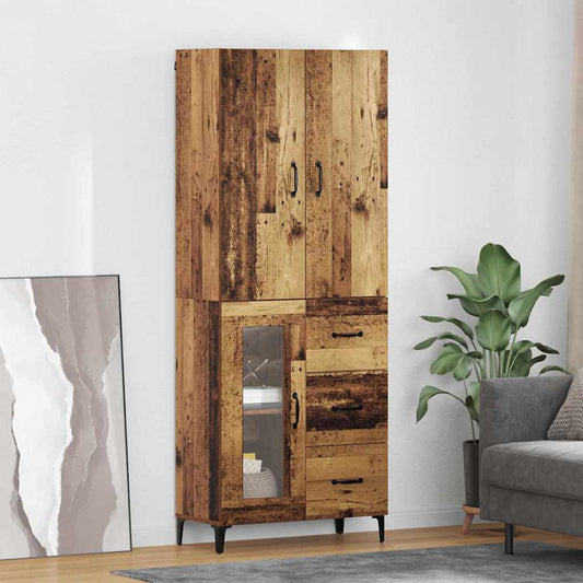 Highboard met lade Oud Hout 69,5 x 34 x 180 cm Bewerkt hout is nu te koop bij PeponiXL, paradijselijk wonen!