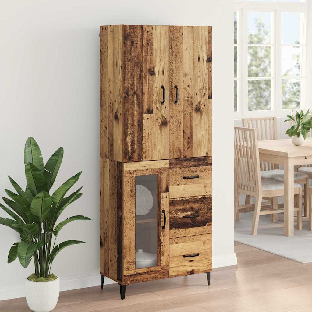 Highboard met lade Oud Hout 69,5 x 34 x 180 cm Bewerkt hout is nu te koop bij PeponiXL, paradijselijk wonen!