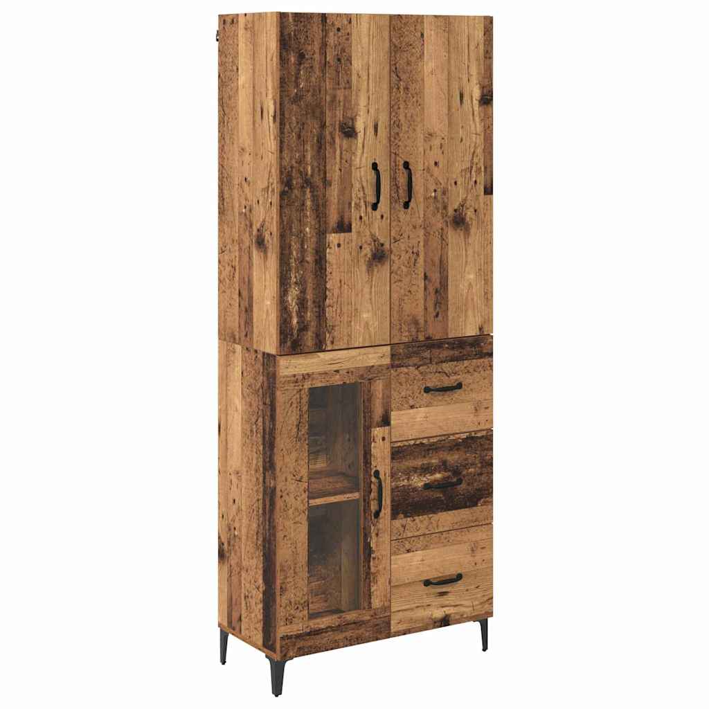 Highboard met lade Oud Hout 69,5 x 34 x 180 cm Bewerkt hout is nu te koop bij PeponiXL, paradijselijk wonen!