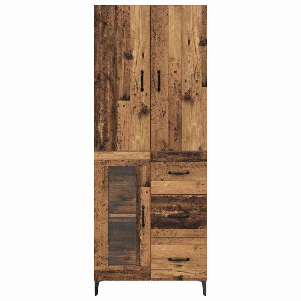 Highboard met lade Oud Hout 69,5 x 34 x 180 cm Bewerkt hout is nu te koop bij PeponiXL, paradijselijk wonen!