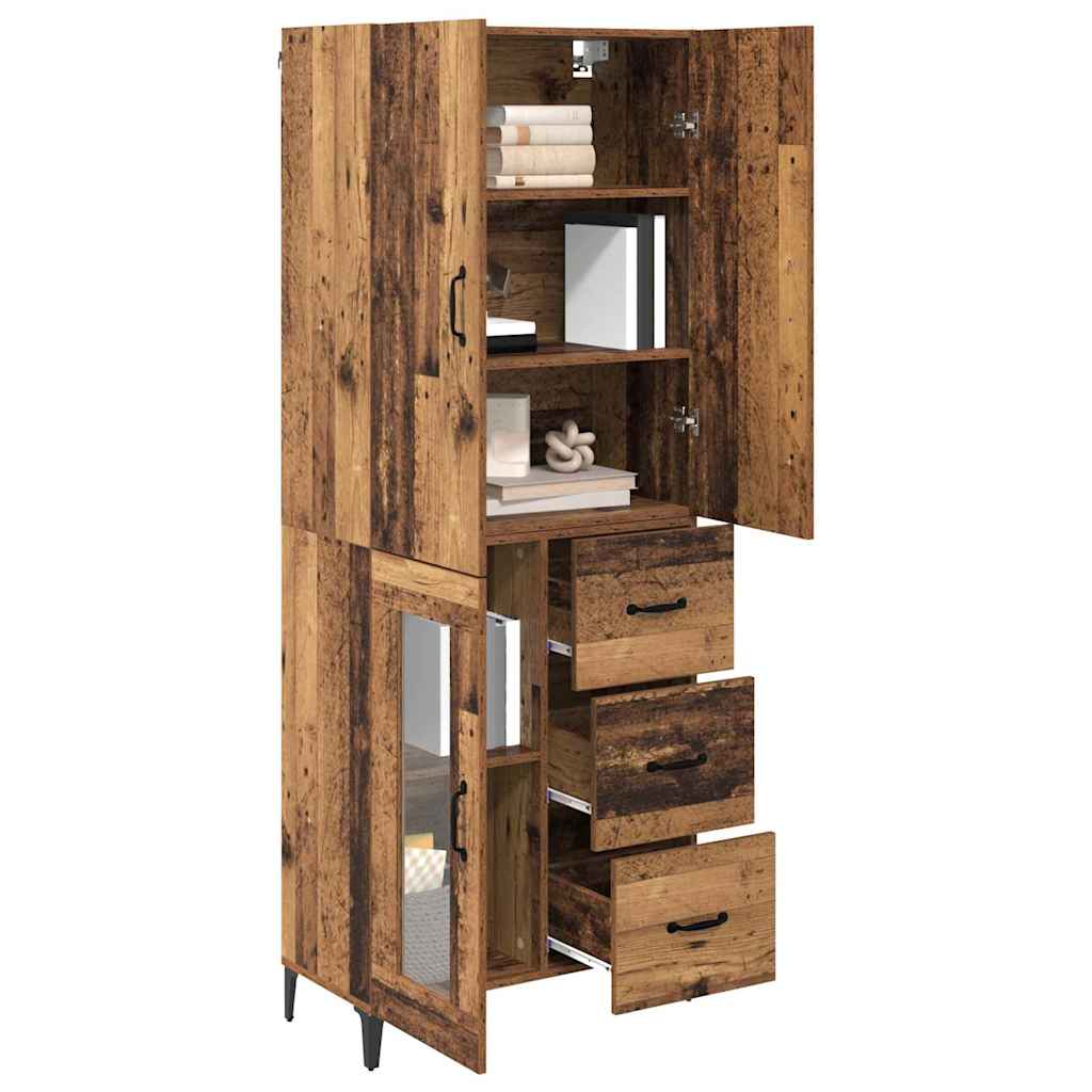 Highboard met lade Oud Hout 69,5 x 34 x 180 cm Bewerkt hout is nu te koop bij PeponiXL, paradijselijk wonen!