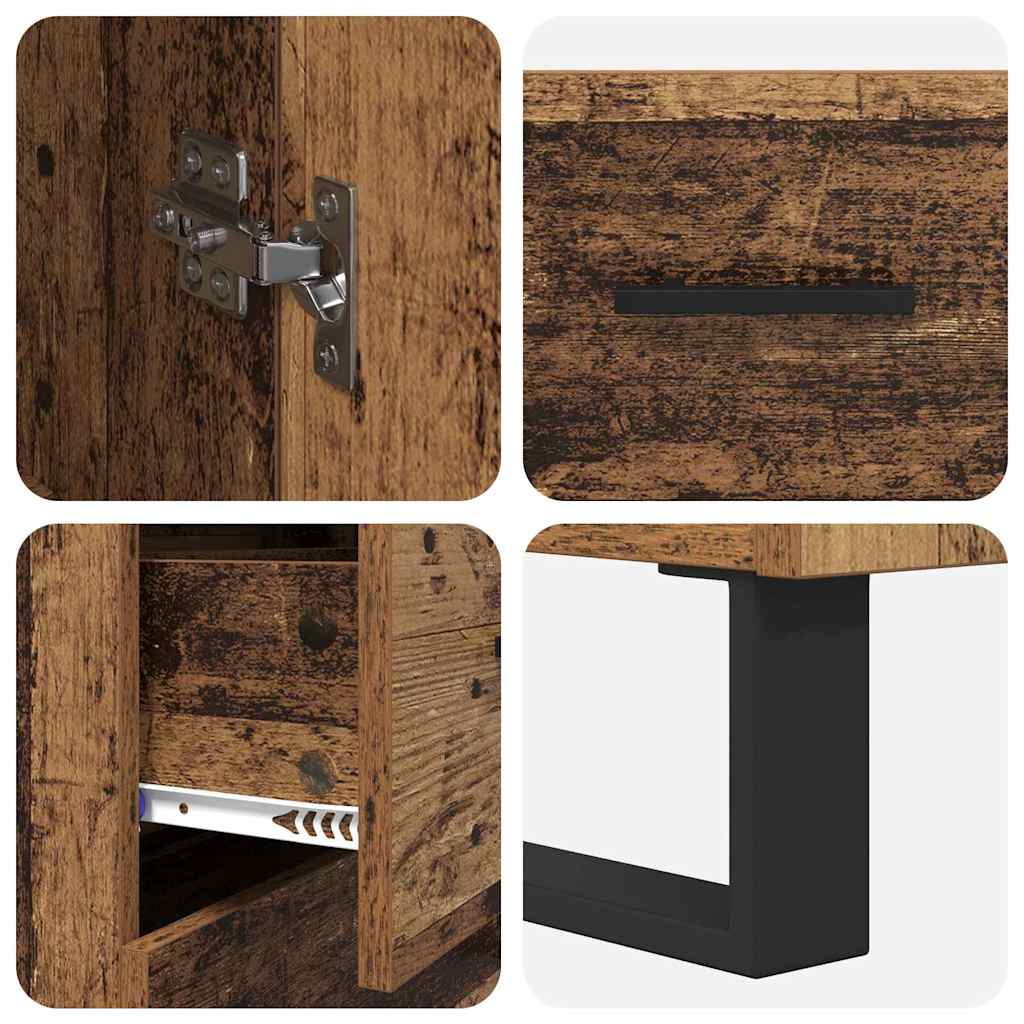 Hoge kast met lade 2 pcs Oud Hout 69,5 x 34 x 180 cm is nu te koop bij PeponiXL, paradijselijk wonen!