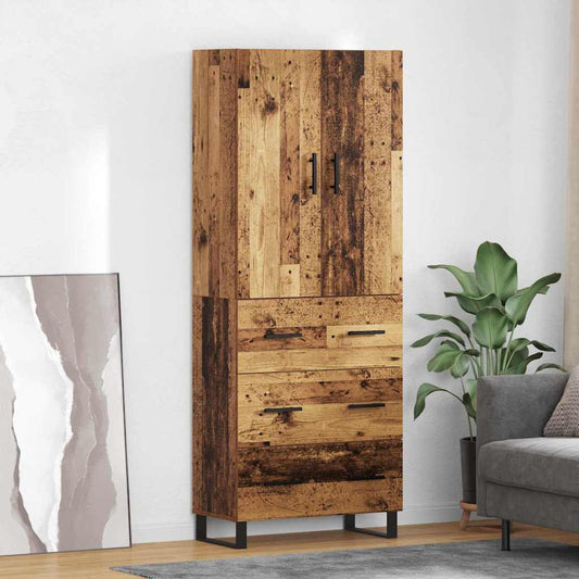 Hoge kast met lade 2 pcs Oud Hout 69,5 x 34 x 180 cm is nu te koop bij PeponiXL, paradijselijk wonen!