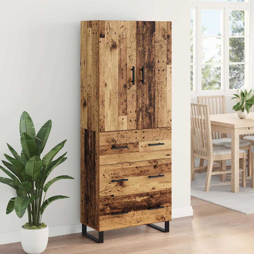 Hoge kast met lade 2 pcs Oud Hout 69,5 x 34 x 180 cm is nu te koop bij PeponiXL, paradijselijk wonen!