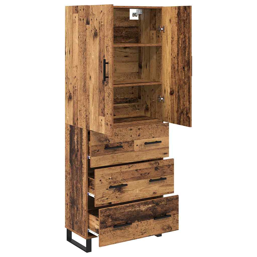 Hoge kast met lade 2 pcs Oud Hout 69,5 x 34 x 180 cm is nu te koop bij PeponiXL, paradijselijk wonen!